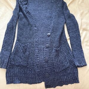 Women's Navy Blue Knit Cardigan Sweater